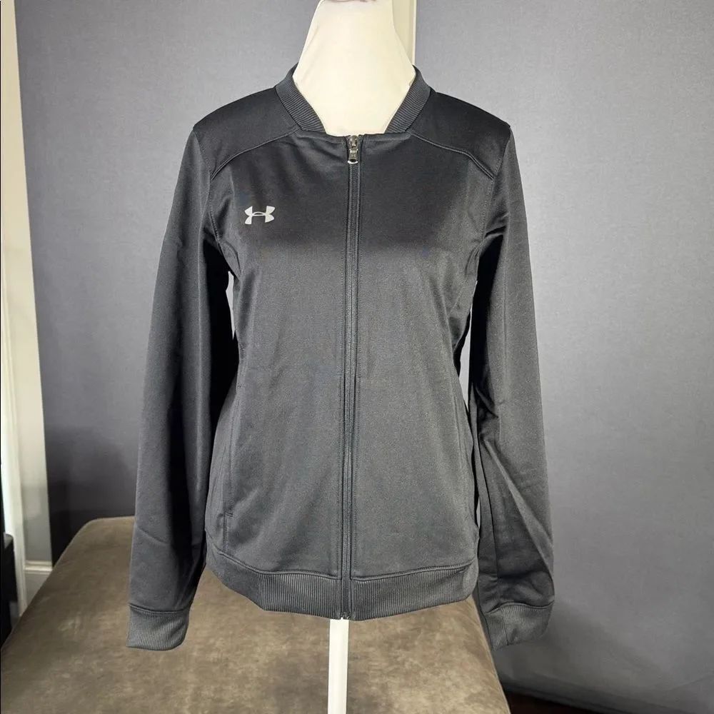 Women’s Under Armour Black Challenger Track Jacket Fitted Full Zip Large NWT